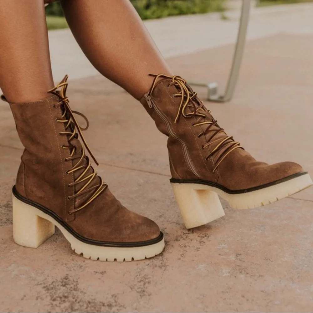Free People Dylan Lace Up Boots Leather Platform 9.5 - Picture 2 of 11